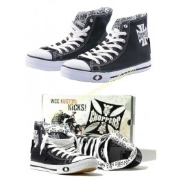 SCARPE IN TELA NERO E BIANCO WEST COAST CHOPPER 