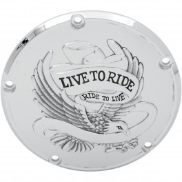 Derby Cover Frizione Cromato Live to Ride per Harley Derby Cover Frizione Cromato Live to Ride per Harley