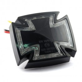 Fanale posteriore nero croce maltese omologato universale per moto Fanale posteriore nero croce maltese omologato universale per moto